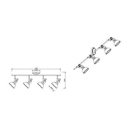 Trio - Точковий світильник GINA 4xE14/40W/230V білий