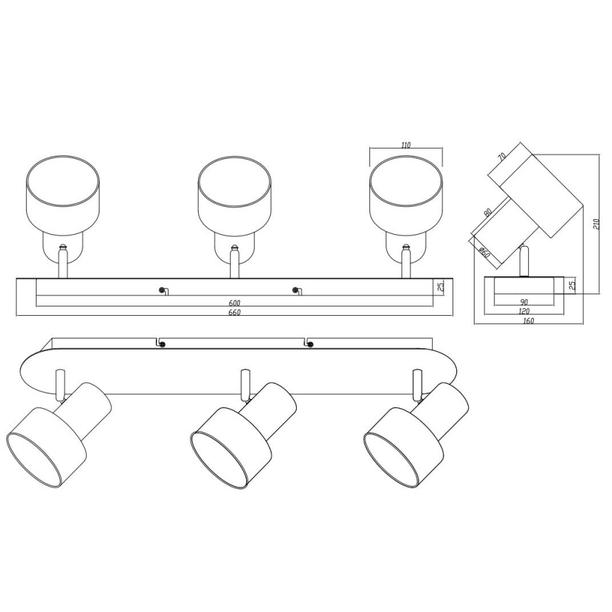 Trio - Точковий світильник WAILER 3xGU10/5W/230V матовий хром