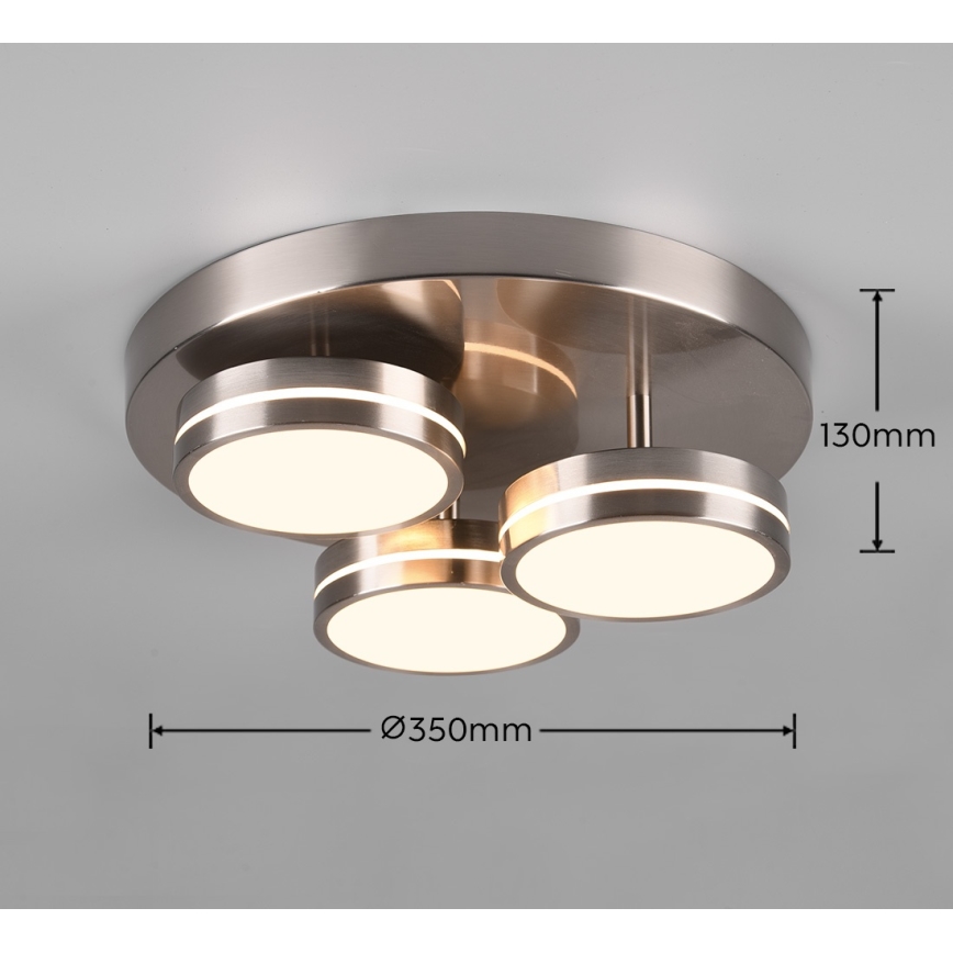 Trio - LED регульований стельовий світильник FRANKLIN 3xLED/8,5W/230V 3000K діаметр 35 см матовий хром