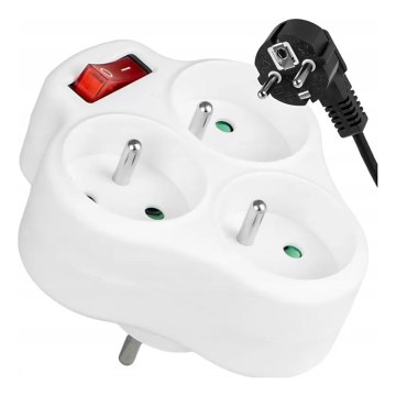 Трирозетковий розгалужувач із вимикачем