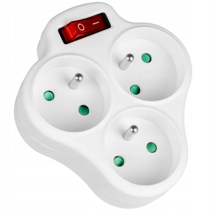 Трирозетковий розгалужувач із вимикачем