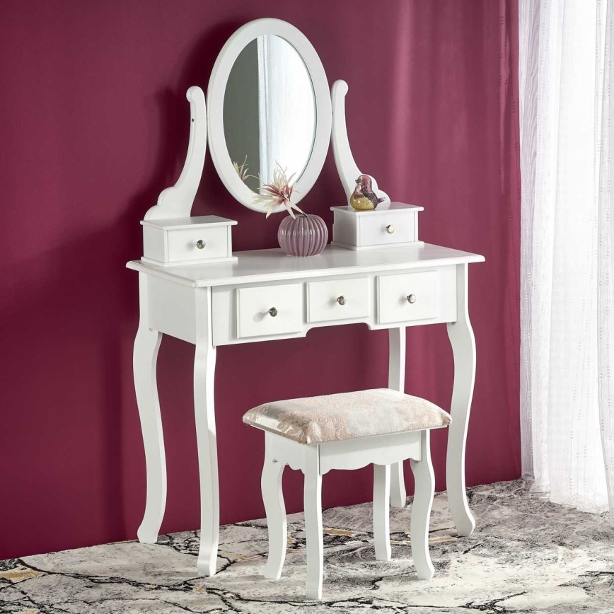 Туалетний столик SARA 80x130 см + табурет 45x37 см білий