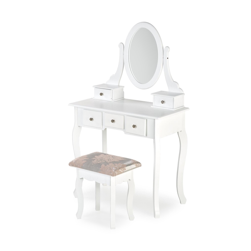 Туалетный столик SARA 80x130 см + табурет 45x37 см белый