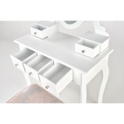 Туалетный столик SARA 80x130 см + табурет 45x37 см белый