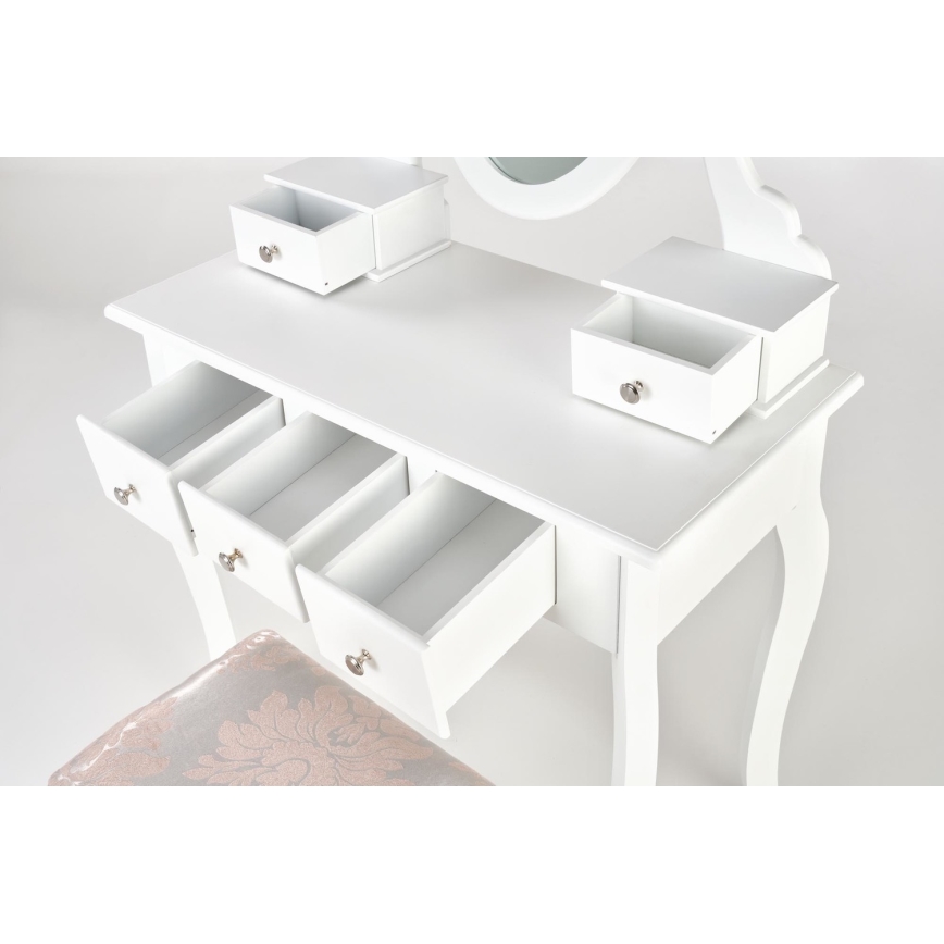 Туалетный столик SARA 80x130 см + табурет 45x37 см белый