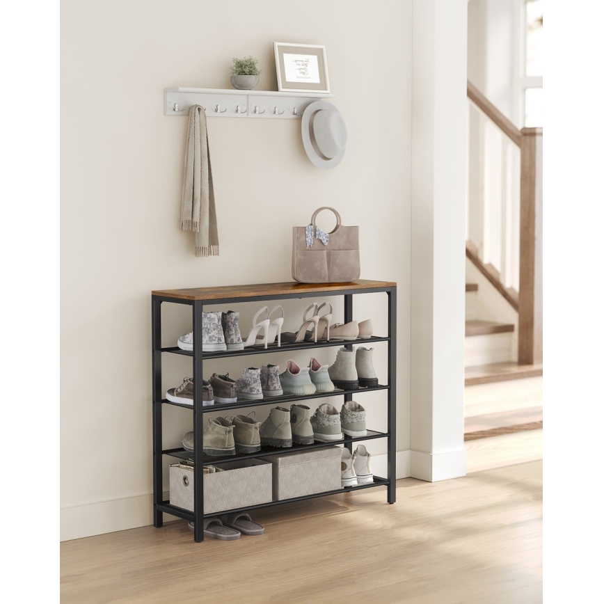 Тумба для обуви DAVOR коричневая/чёрная