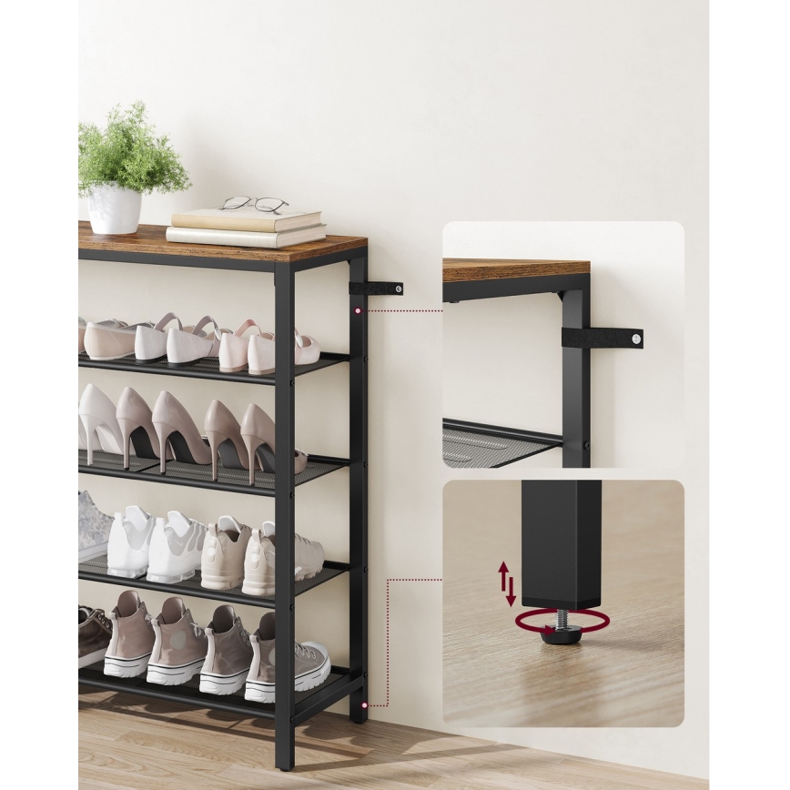 Тумба для обуви DAVOR коричневая/чёрная