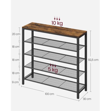 Тумба для обуви DAVOR коричневая/чёрная