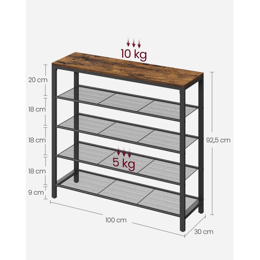 Тумба для обуви DAVOR коричневая/чёрная