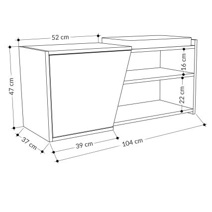 Тумба для обуви FIONA 37x104 см коричневый/антрацит