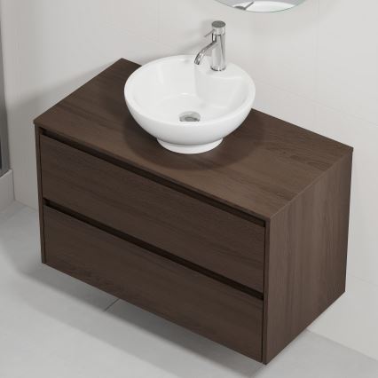 Тумба для ванной с раковиной TRONDHEIM/DRAMMEN 90x57x46 см орех/белая