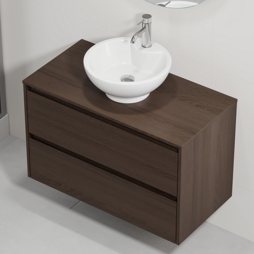 Тумба для ванной с раковиной TRONDHEIM/DRAMMEN 90x57x46 см орех/белая