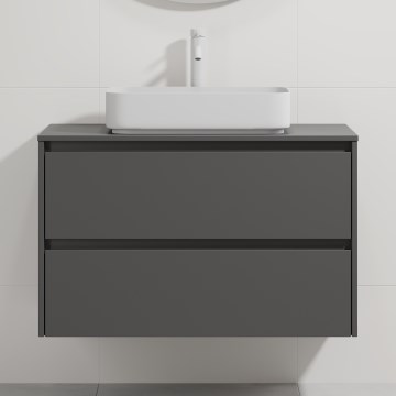 Тумба для ванной с раковиной TRONDHEIM/LJORDAL 90x57x46 см антрацит/белый