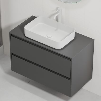 Тумба для ванной с раковиной TRONDHEIM/LJORDAL 90x57x46 см антрацит/белый