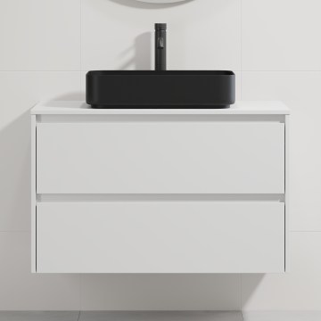 Тумба для ванной с раковиной TRONDHEIM/LJORDAL 90x57x46 см белая/чёрная