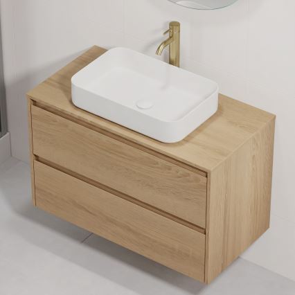 Тумба для ванной с раковиной TRONDHEIM/LJORDAL 90x57x46 см дуб/белый