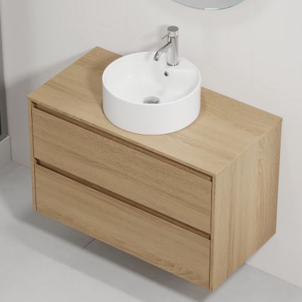 Тумба для ванной с раковиной TRONDHEIM/VIKEDAL 90x57x46 см дуб/белый