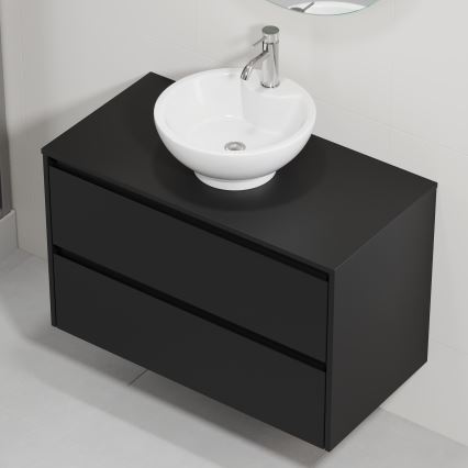 Тумба для ванной с умывальником TRONDHEIM/DRAMMEN 90x57x46 cm чёрная/белая