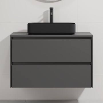 Тумба для ванної з умивальником TRONDHEIM/LJORDAL 90x57x46 см антрацит/чорний