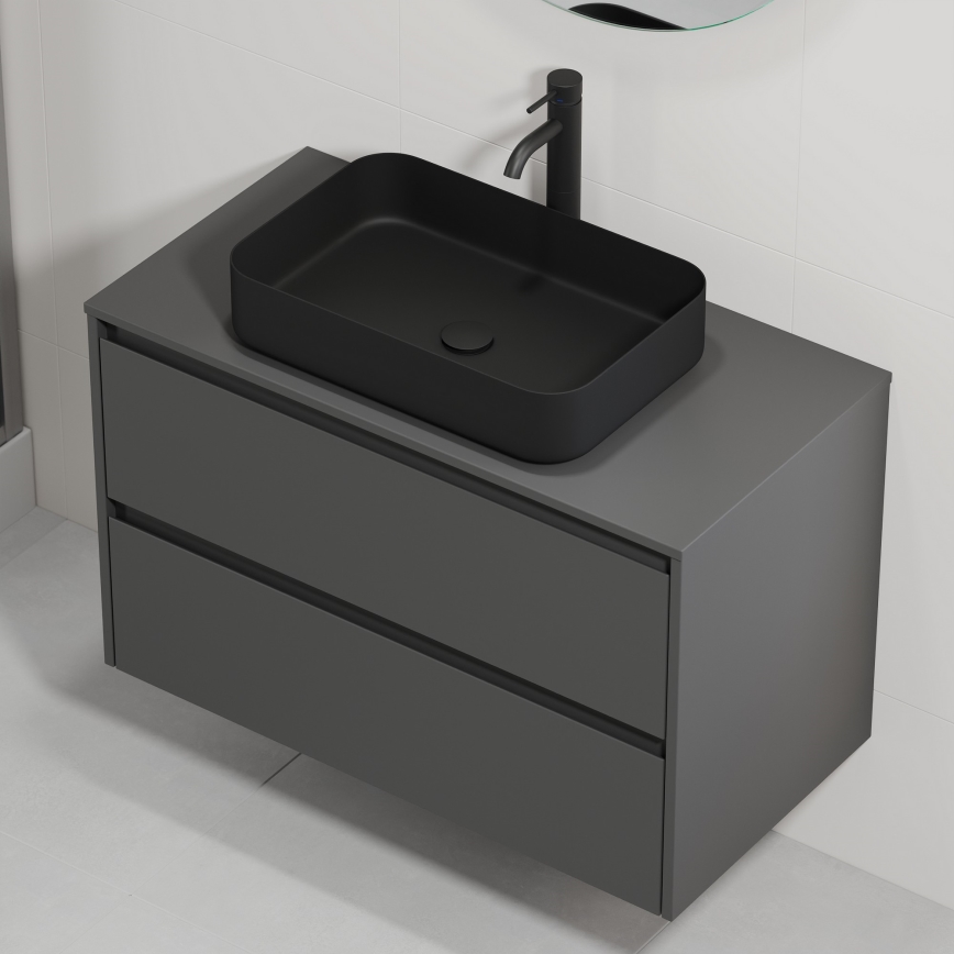 Тумба для ванної з умивальником TRONDHEIM/LJORDAL 90x57x46 см антрацит/чорний