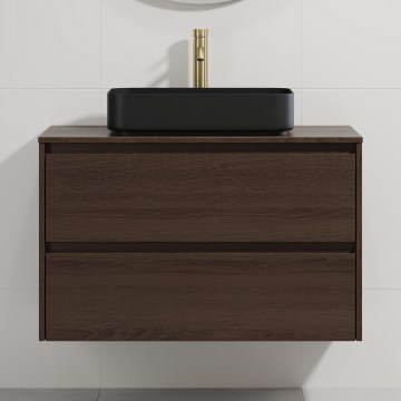 Тумба для ванної з умивальником TRONDHEIM/LJORDAL 90x57x46 см горіх/чорний