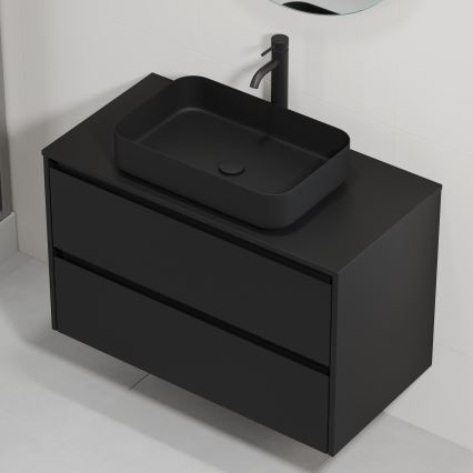 Тумба для ванної з умивальником TRONDHEIM/LJORDAL 90×57×46 см чорна