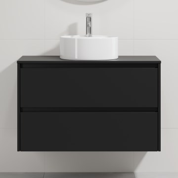 Тумба для ванної з умивальником TRONDHEIM/VIKEDAL 90x57x46 cm чорна/біла