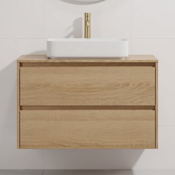 Тумба для ванної кімнати з умивальником TRONDHEIM/LJORDAL 90x57x46 см дуб/білий