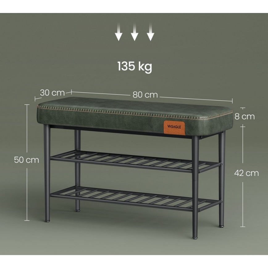 Тумба для взуття ANDOR, зелено-чорна