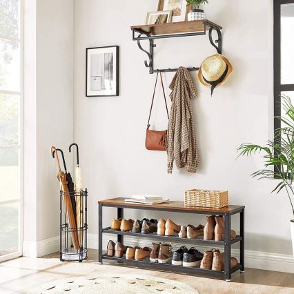 Тумба для взуття DAVOR коричнева/чорна