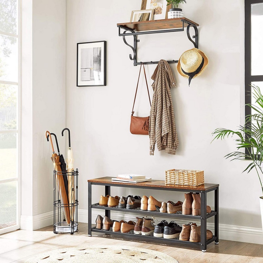 Тумба для взуття DAVOR коричнева/чорна