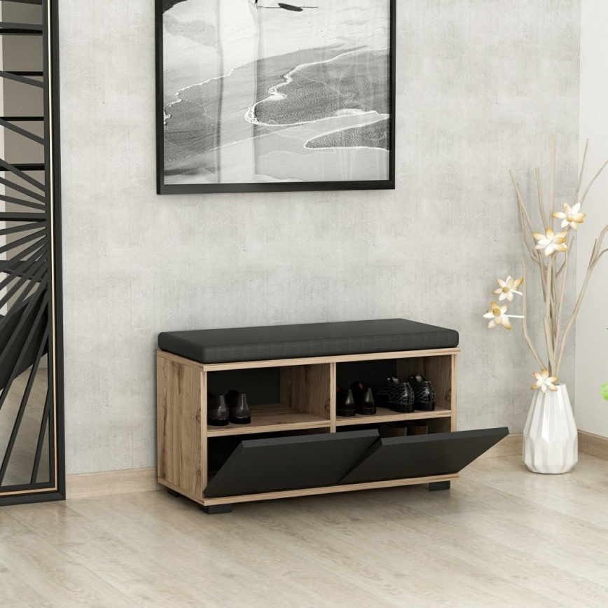 Тумба для взуття DRAGO 42x80 см чорний/горіх