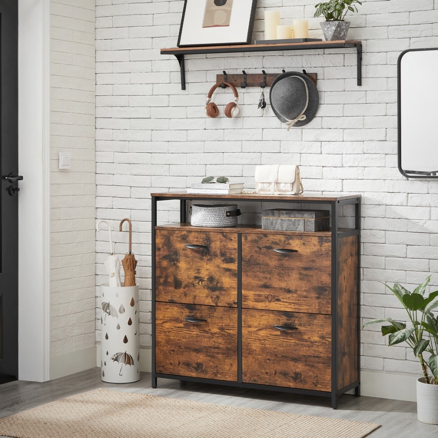 Тумба для взуття FIRA коричнева/чорна