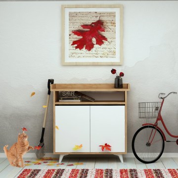 Тумба для взуття SPRINGA 102x100 см білий/коричневий