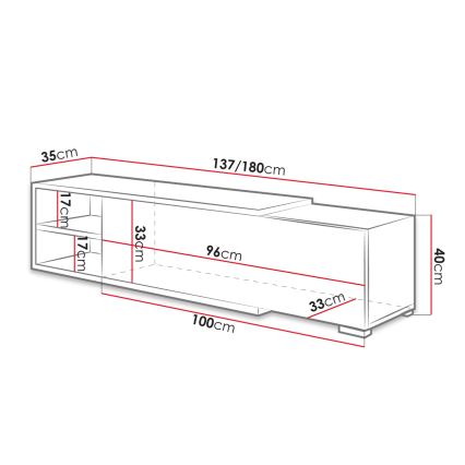 Тумба під телевізор CLIF 40x180 см білий