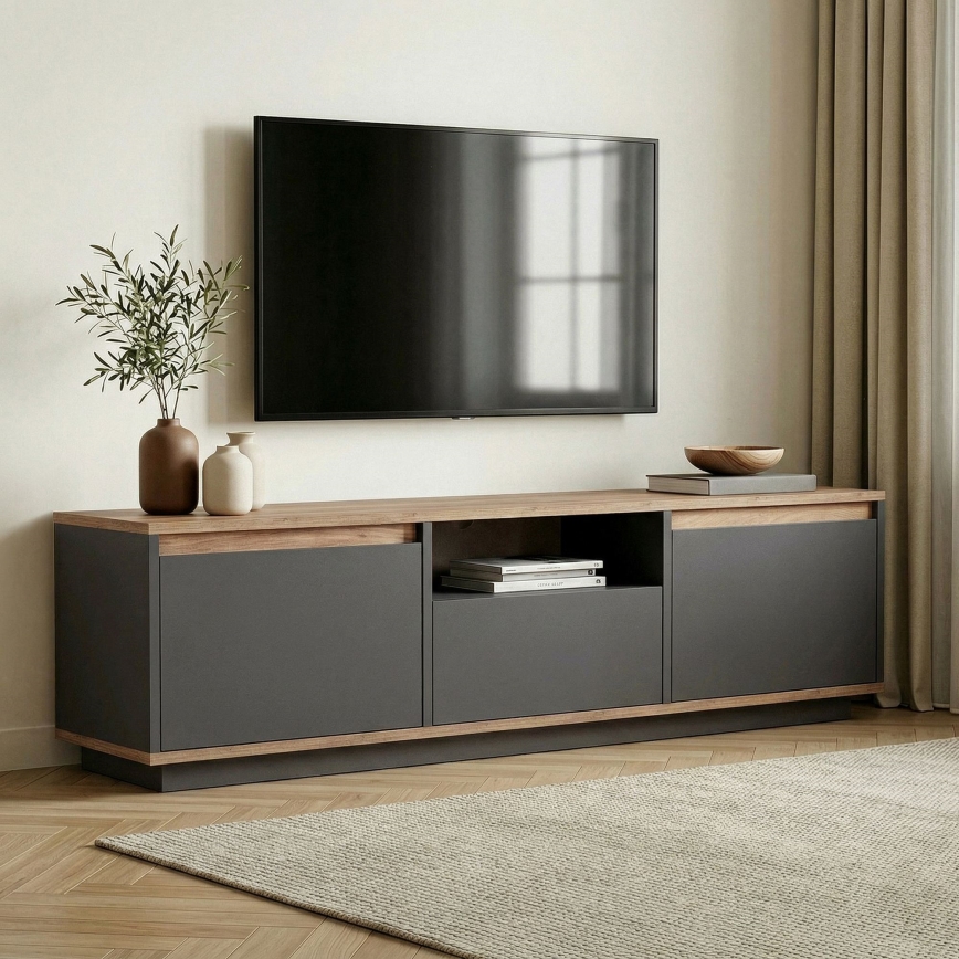 Тумба під телевізор KREDE 160x30 см антрацит/сосна