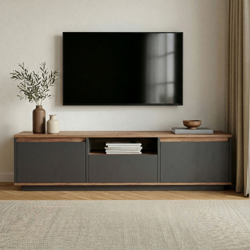 Тумба під телевізор KREDE 160x30 см антрацит/сосна