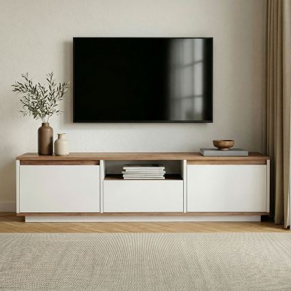 Тумба під телевізор KREDE 160x30 см біла/сосна