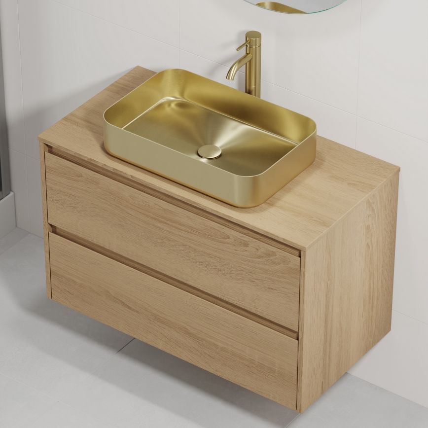 Тумба під умивальник TRONDHEIM/LJORDAL 90x57x46 см дуб/латунь