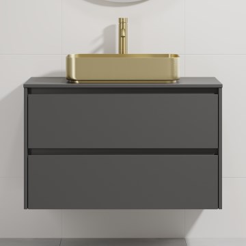 Тумба під умивальник TRONDHEIM/LJORDAL 90x57x46 см — антрацит/латунь