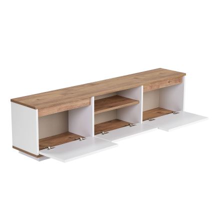 Тумба под телевизор KREDE 160x30 см белая/сосна