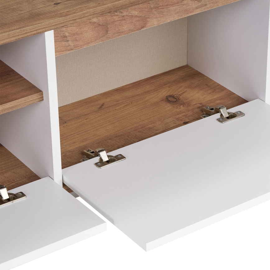 Тумба под телевизор KREDE 160x30 см белая/сосна