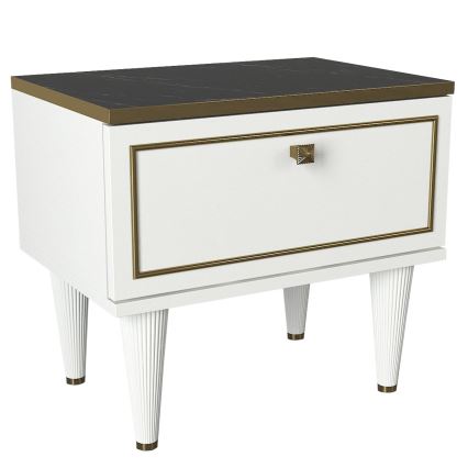 Тумба RAVENNA 47,2x50 см білий/чорний/золотий