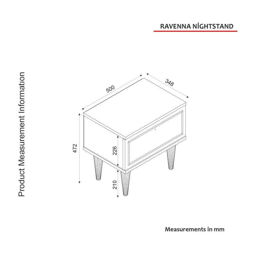 Тумба RAVENNA 47,2x50 см білий/чорний/золотий