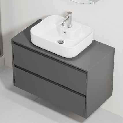 Тумба с раковиной TRONDHEIM/KRISTIANSAND 90x57x46 см антрацит/белый