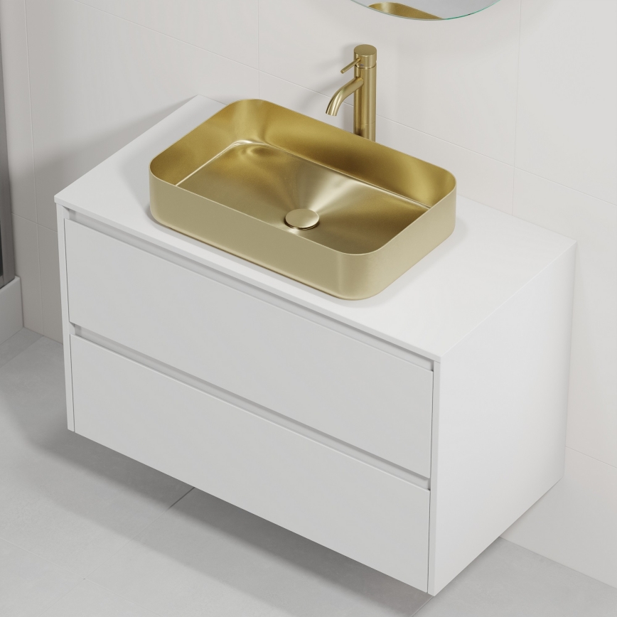 Тумба с раковиной TRONDHEIM/LJORDAL 90x57x46 см белая/латунь