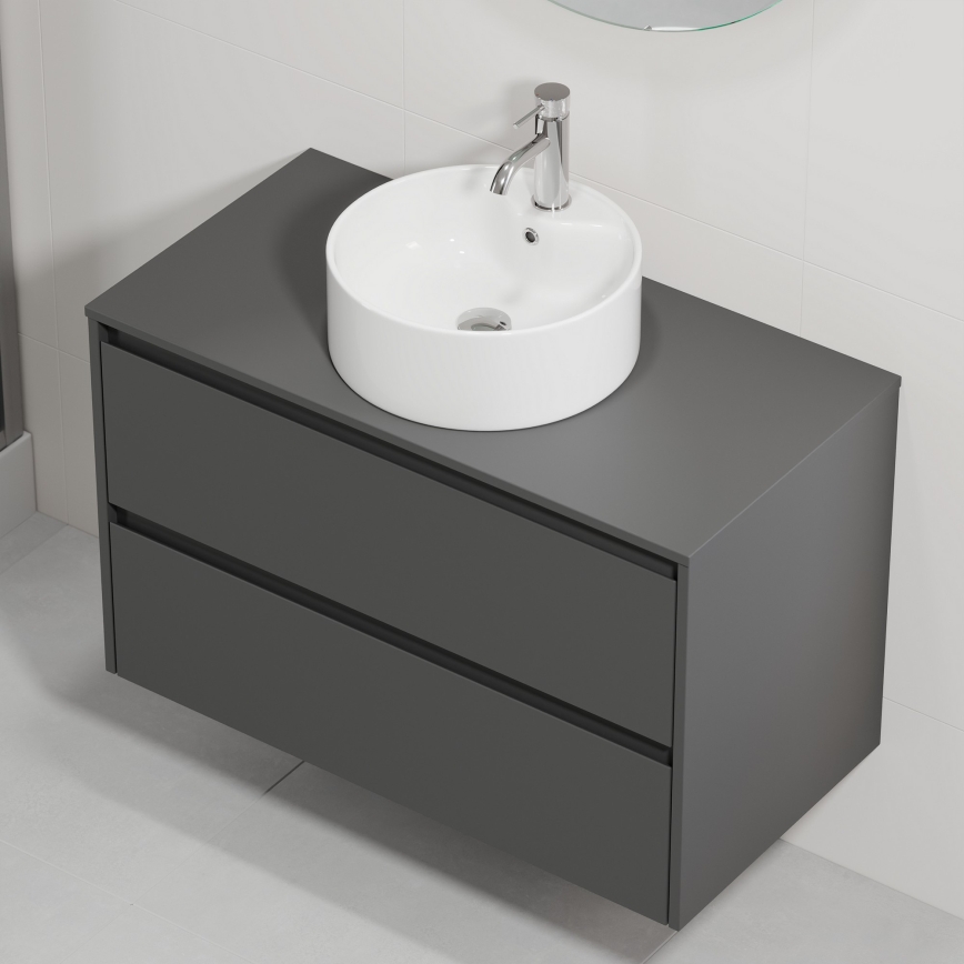 Тумба з умивальником TRONDHEIM/VIKEDAL 90x57x46 см антрацит/білий