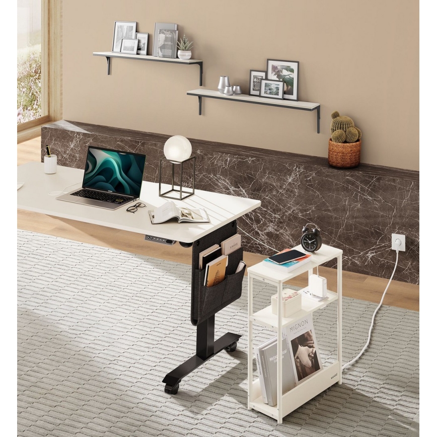 Тумбочка ROD з вбудованою розеткою та USB-портами, біла/кремова