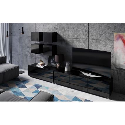 TV столик PAVO 37x100 см глянцевий чорний/матовий чорний