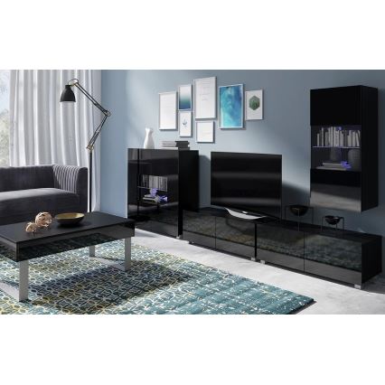 TV столик PAVO 37x100 см глянцевий чорний/матовий чорний